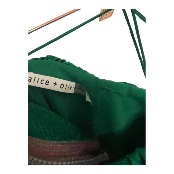 Alice + Olivia Fayeth Midi Dress Pleated Cut-Out Asymmetric Hem Emerald Size 2 - Picture 7 of 15